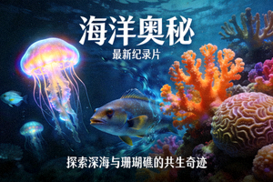 最新纪录片《海洋奥秘》海报 - 深海生物与珊瑚礁